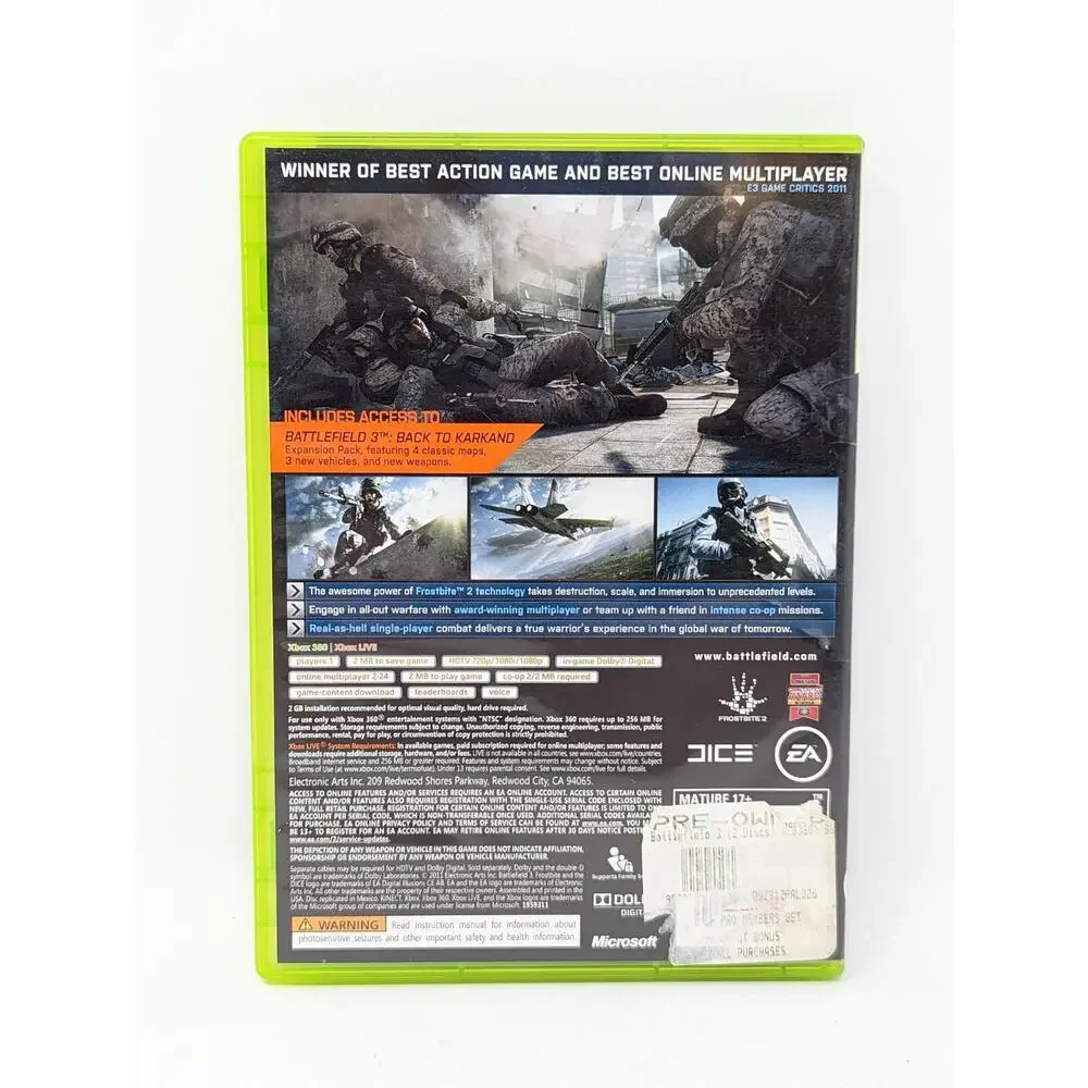 Battlefield 3 Limited Edition Xbox 360 2011 Game Complete Tested Manual